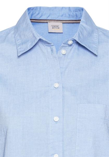 Baumwollbluse mit Brusttasche light blue