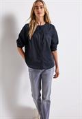 Baumwollbluse mit Details deepwater blue