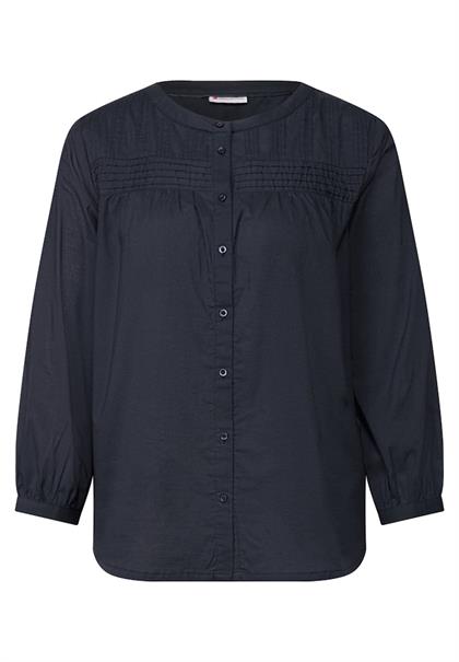Baumwollbluse mit Details deepwater blue