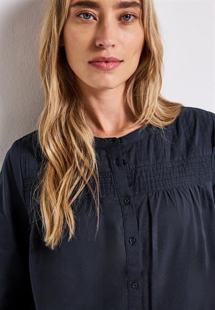 Baumwollbluse mit Details deepwater blue