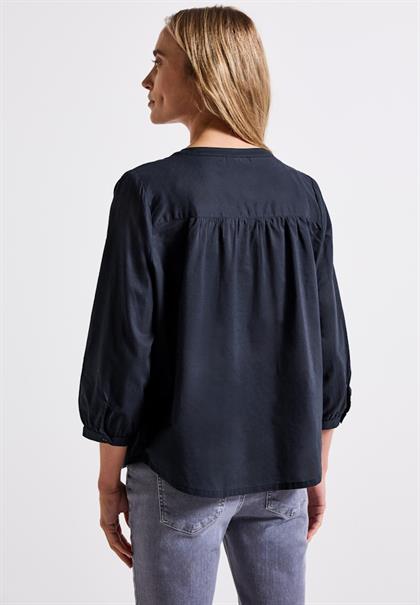 Baumwollbluse mit Details deepwater blue