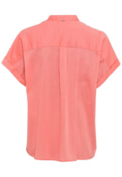 Baumwollbluse mit Stehkragen coral