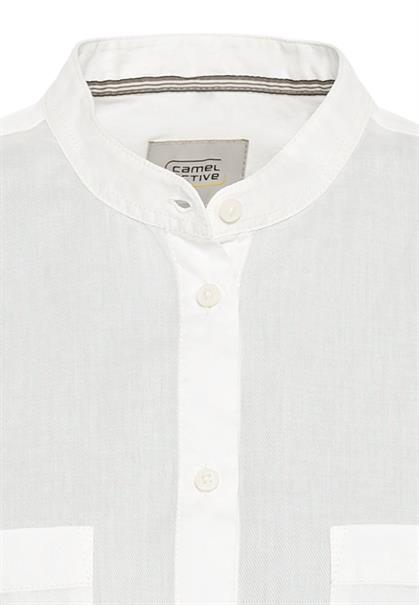Baumwollbluse mit Stehkragen milk white