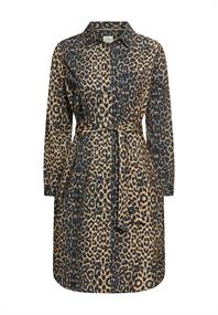 Baumwollkleid mit Bindegürtel leo aop
