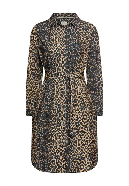 Baumwollkleid mit Bindegürtel leo aop