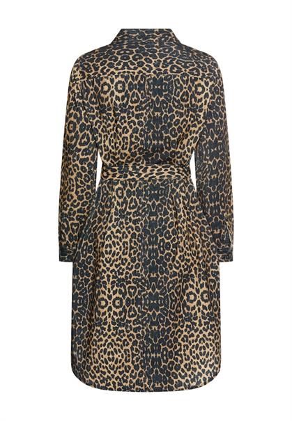 Baumwollkleid mit Bindegürtel leo aop