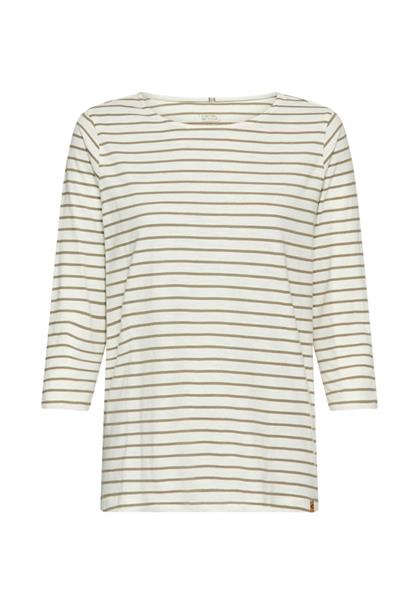 Baumwollshirt mit 3/4 Arm light khaki stripes