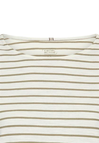Baumwollshirt mit 3/4 Arm light khaki stripes