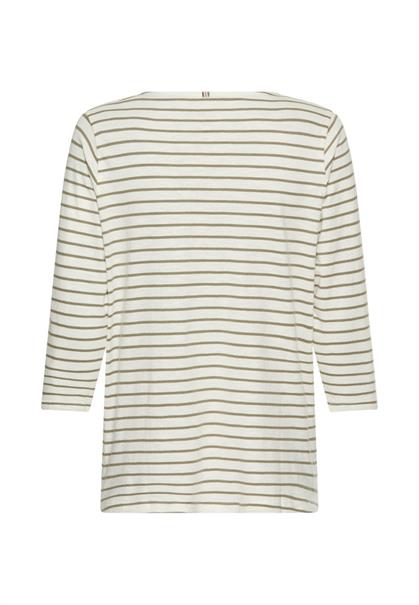 Baumwollshirt mit 3/4 Arm light khaki stripes