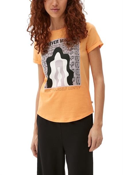 Baumwollshirt mit Frontprint orange
