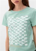 Baumwollshirt mit Frontprint türkis2
