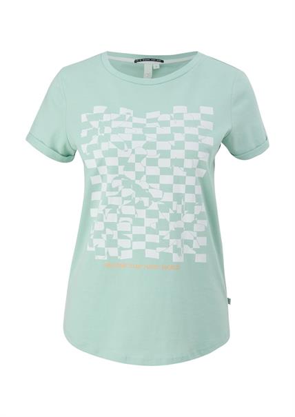 Baumwollshirt mit Frontprint türkis2