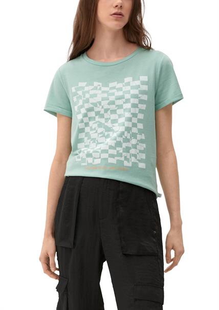 Baumwollshirt mit Frontprint türkis2