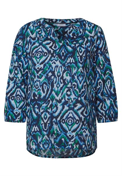 Bedruckte Baumwollbluse universal blue