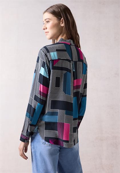 Bedruckte Bluse deep petrol