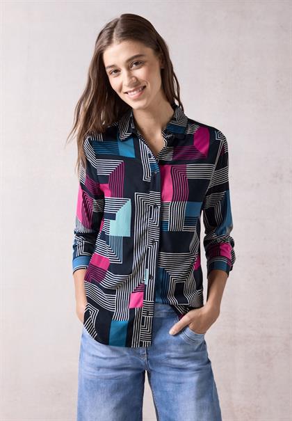 Bedruckte Bluse deep petrol