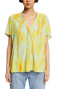 Bedruckte Bluse mit V-Ausschnitt citrus green