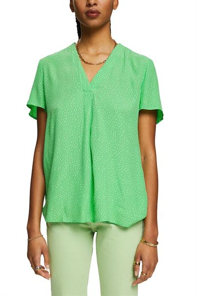 Bedruckte Bluse mit V-Ausschnitt citrus green