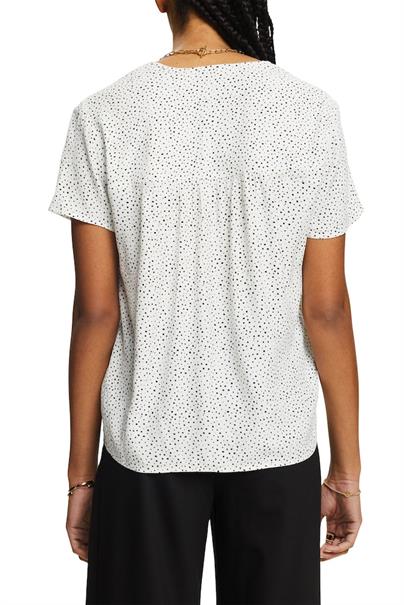 Bedruckte Bluse mit V-Ausschnitt off white