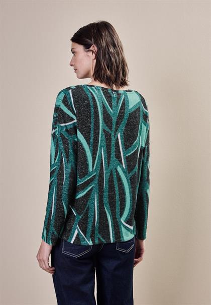 Bedrucktes Langarmshirt black melange