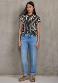 Bedrucktes Leinen-Look Shirt black