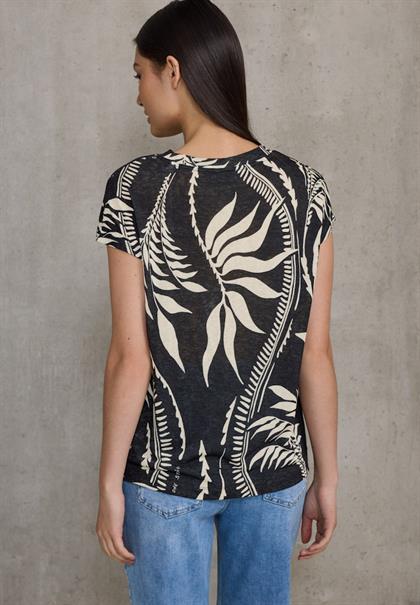 Bedrucktes Leinen-Look Shirt black