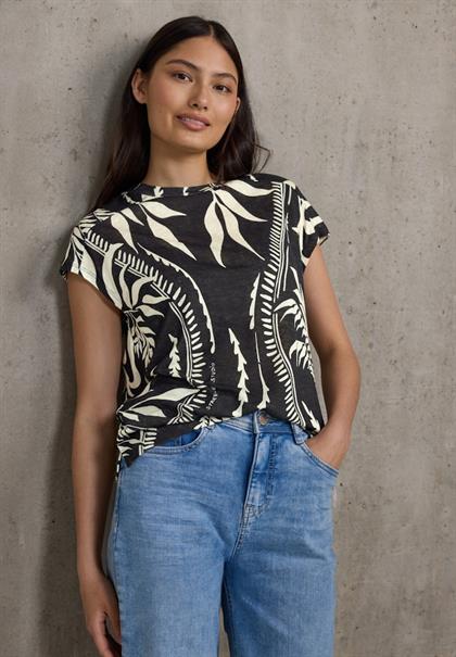 Bedrucktes Leinen-Look Shirt black