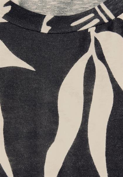 Bedrucktes Leinen-Look Shirt black