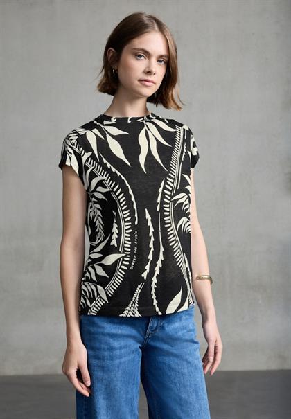Bedrucktes Leinen-Look Shirt black