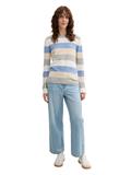 beige blue block stripe