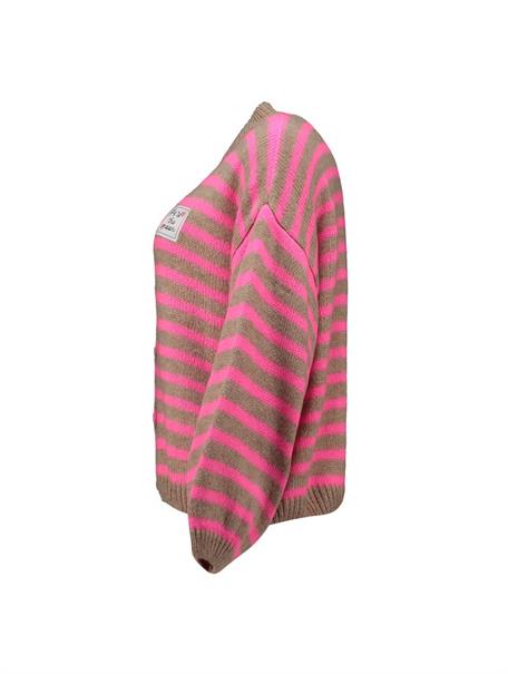 beige-neon pink stripe