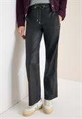 Beschichtete Wide Leg Hose black