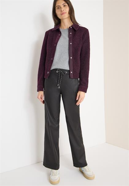 Beschichtete Wide Leg Hose black