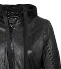 Bikerjacke mit abnehmbarem Jerseyhoodie schwarz