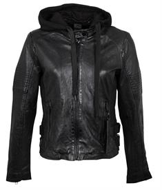 Bikerjacke mit abnehmbarem Jerseyhoodie schwarz