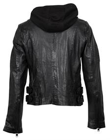 Bikerjacke mit abnehmbarem Jerseyhoodie schwarz