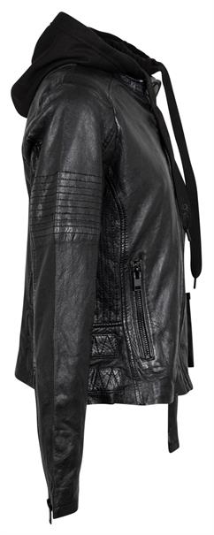 Bikerjacke mit abnehmbarem Jerseyhoodie schwarz