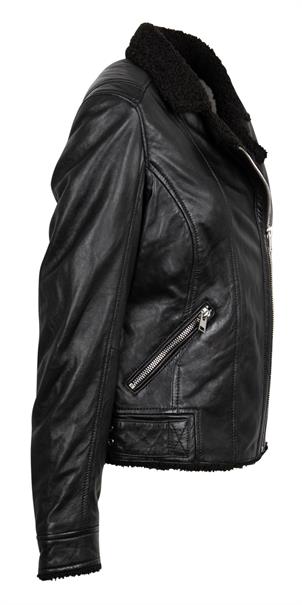 Bikerjacke mit kuscheligem Futter schwarz