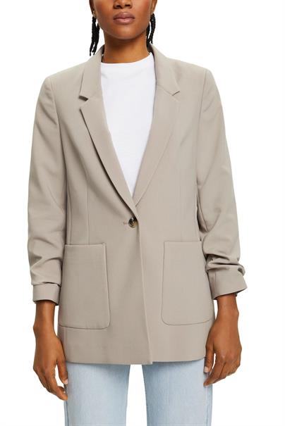 Blazer mit gerafften Ärmeln taupe