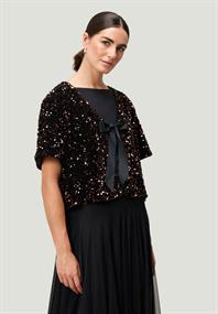Blazerjacke mit Pailletten blackbrown