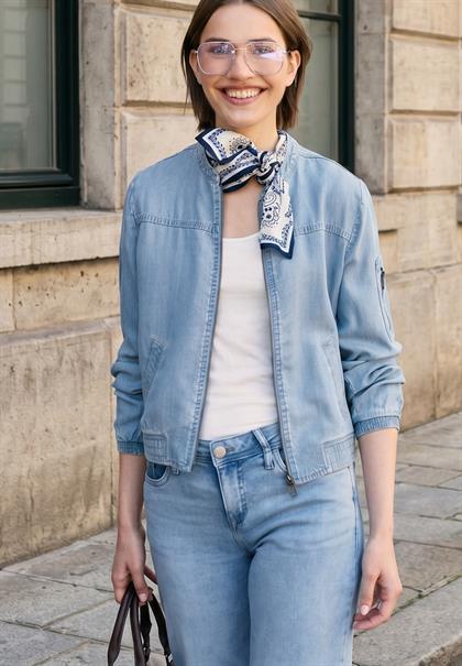 Blouson im Denim-Look mit Rundhals light blue soft wash