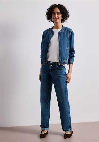 Blouson im Denim-Look mit Zipper medium blue washed
