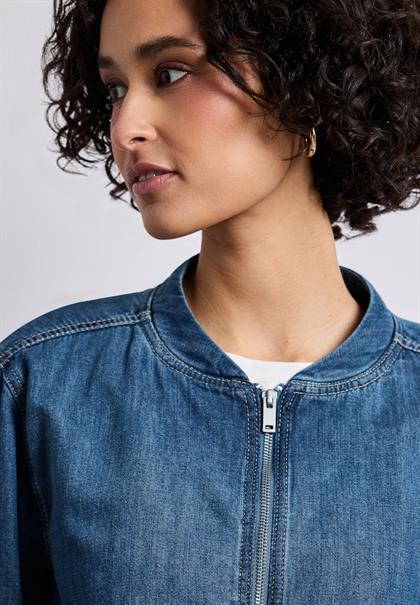 Blouson im Denim-Look mit Zipper medium blue washed