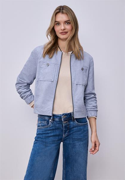 Blouson im Melange-Look mit Zipper country blue mel.