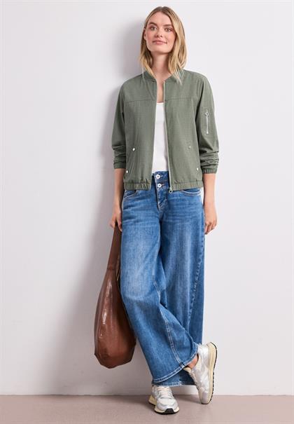 Blouson mit Rundhals und Zipper bound green