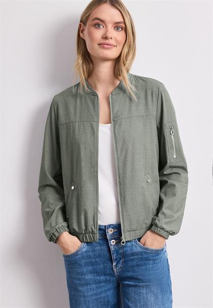 Blouson mit Rundhals und Zipper bound green