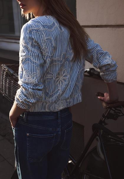 Blouson mit Streifen und Embroidery sky lavender blue