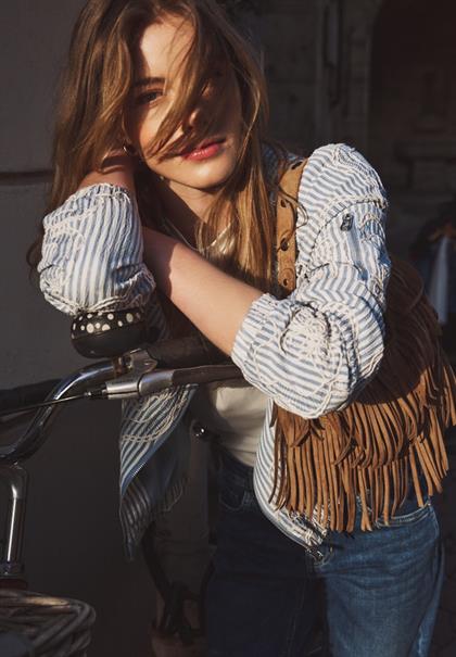 Blouson mit Streifen und Embroidery sky lavender blue