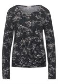 Blumen-Shirt mit Knoten black
