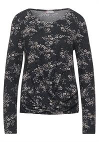 Blumen-Shirt mit Knoten black